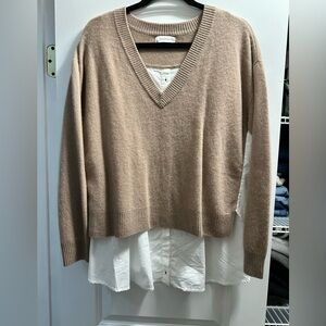 Naadam Cashmere and Poplin shirt sweater combo